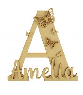 Laser Cut Personalised 3D Letter With Name & Shapes - Butterflies Themed - Font Choice